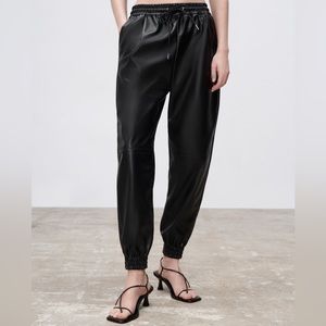 NWOT Zara Faux Leather Jogging Pants